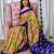 Green printed cotton saree with blouse piece