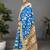 Blue printed cotton saree with blouse piece