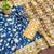 Blue printed cotton saree with blouse piece