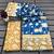 Blue printed cotton saree with blouse piece