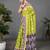 Green printed cotton saree with blouse piece