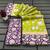Green printed cotton saree with blouse piece