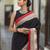 Black printed cotton saree with blouse piece