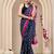 Black printed cotton saree with blouse piece