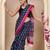 Black printed cotton saree with blouse piece