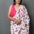 White printed cotton saree with blouse piece