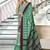 Green printed cotton saree with blouse piece