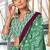 Green printed cotton saree with blouse piece