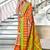 Orange printed cotton saree with blouse piece