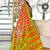 Orange printed cotton saree with blouse piece