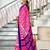 Pink printed cotton saree with blouse piece