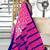 Pink printed cotton saree with blouse piece
