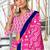 Pink printed cotton saree with blouse piece