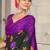 Black printed cotton saree with blouse piece
