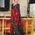 Red printed cotton saree with blouse piece