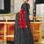 Red printed cotton saree with blouse piece