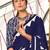 Blue printed cotton saree with blouse piece