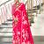 Pink printed cotton saree with blouse piece