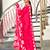Pink printed cotton saree with blouse piece