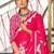 Pink printed cotton saree with blouse piece
