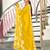 Yellow printed cotton saree with blouse piece
