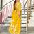 Yellow printed cotton saree with blouse piece