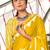 Yellow printed cotton saree with blouse piece