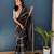 Black printed cotton saree with blouse piece