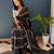 Black printed cotton saree with blouse piece
