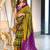 Green printed cotton saree with blouse piece