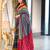 Grey printed cotton saree with blouse piece