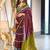 Wine printed cotton saree with blouse piece