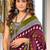 Wine printed cotton saree with blouse piece