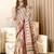 Turquoise printed cotton saree with blouse piece