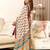 Turquoise printed cotton saree with blouse piece