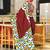 Maroon printed cotton saree with blouse piece