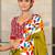 Mehendi printed cotton saree with blouse piece