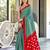 Green printed cotton saree with blouse piece