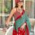 Green printed cotton saree with blouse piece