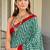 Green printed cotton saree with blouse piece