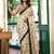 Cream printed cotton saree with blouse piece