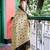 Cream printed cotton saree with blouse piece