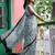 Grey printed cotton saree with blouse piece