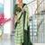 Green printed cotton saree with blouse piece