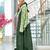 Green printed cotton saree with blouse piece