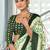 Green printed cotton saree with blouse piece