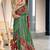 Green printed cotton saree with blouse piece