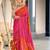 Pink printed cotton saree with blouse piece