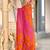 Pink printed cotton saree with blouse piece
