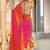 Pink printed cotton saree with blouse piece